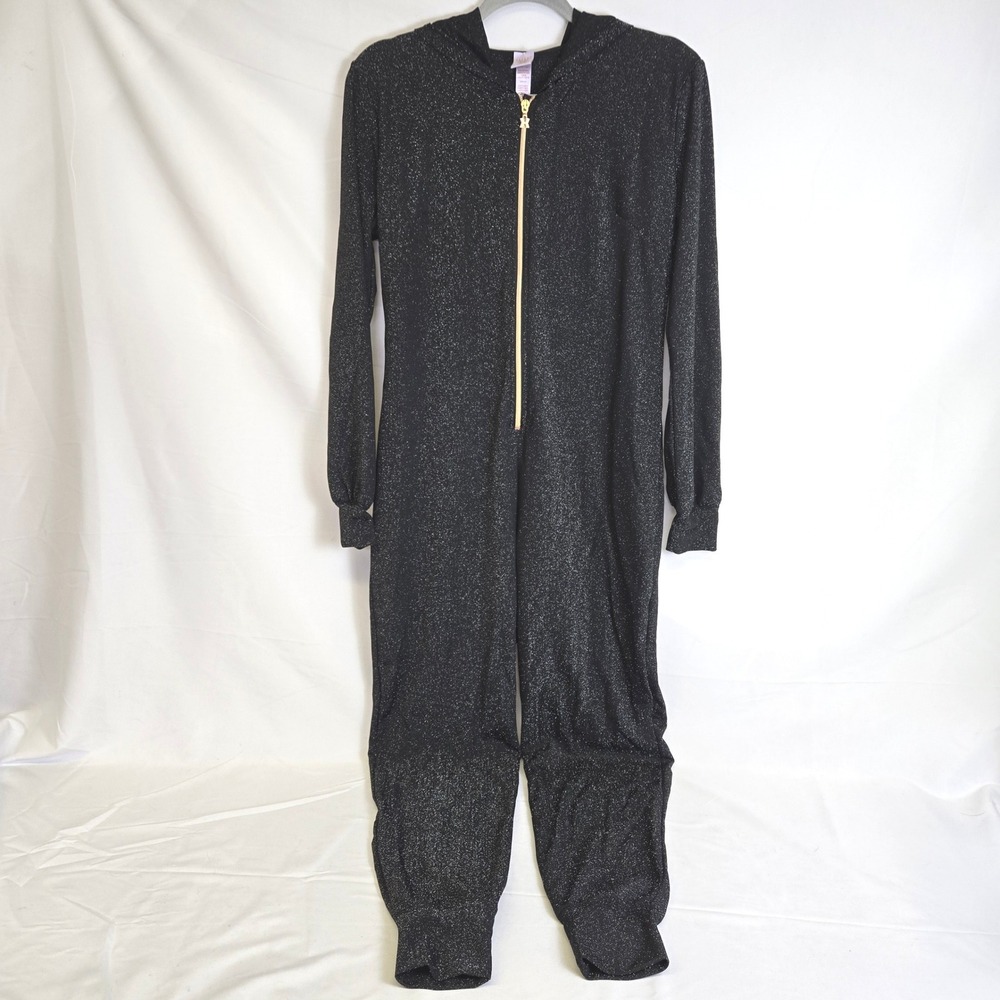 Savage X Fenty Sleep & Shine Hooded Jumpsuit Sleepwear,‎ Black Caviar, Medium